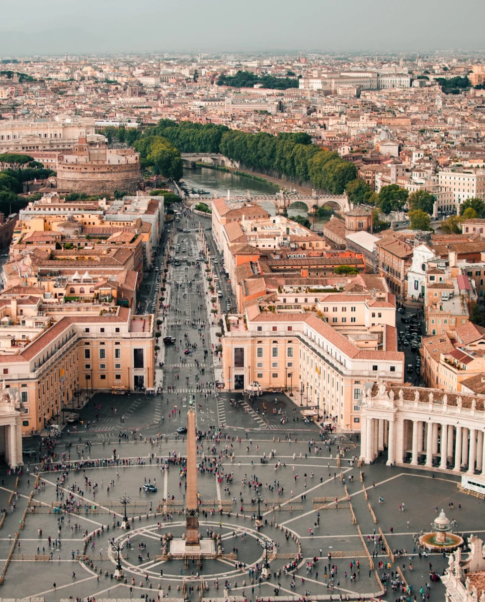 Aerial view of Rome city.