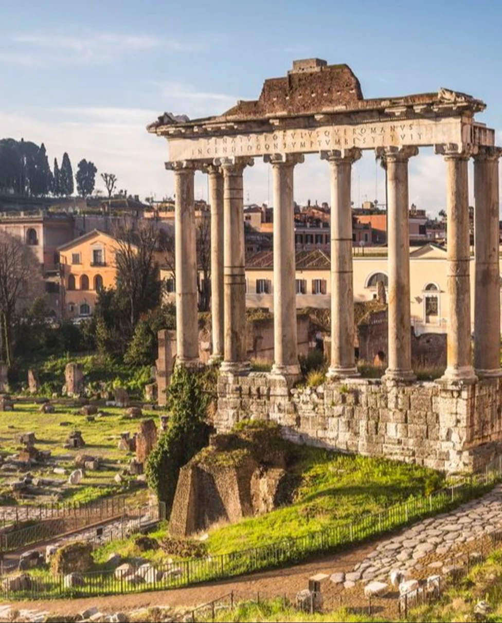 a building and pillars Historical Landmark in Rome