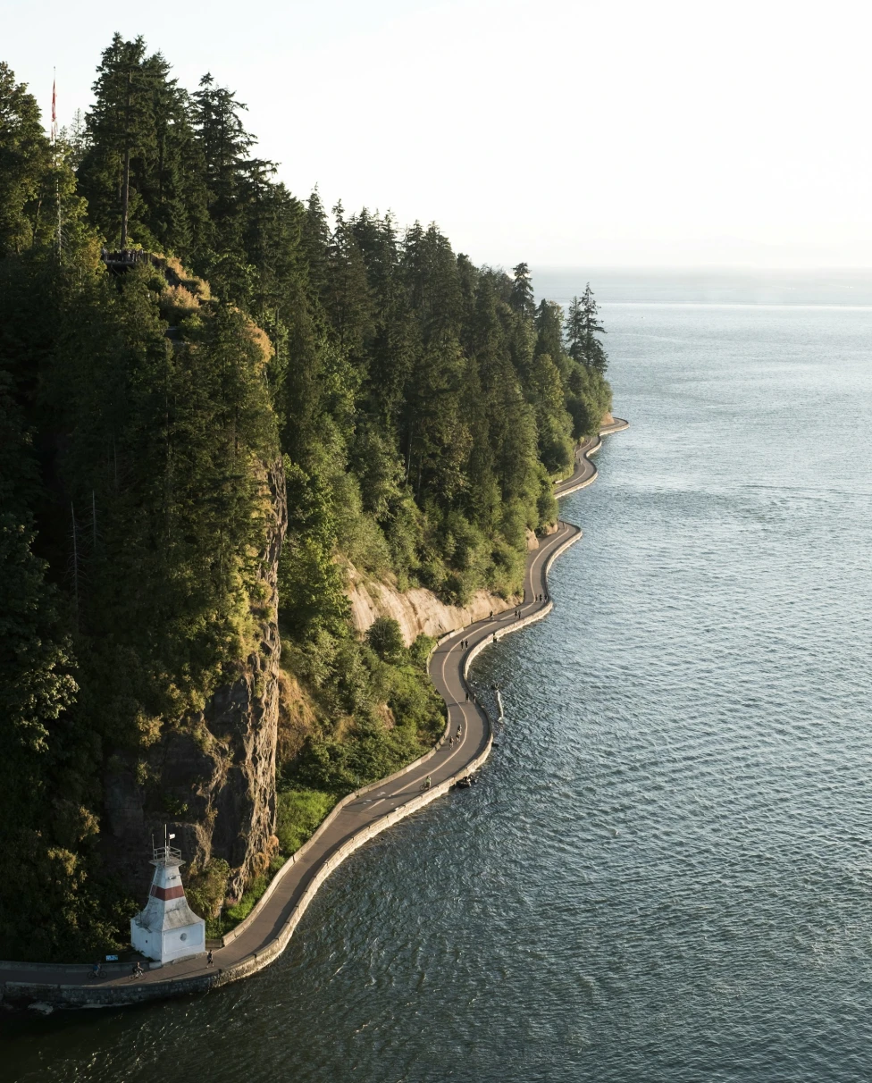 Aerial view of Stanley Park's Seawall