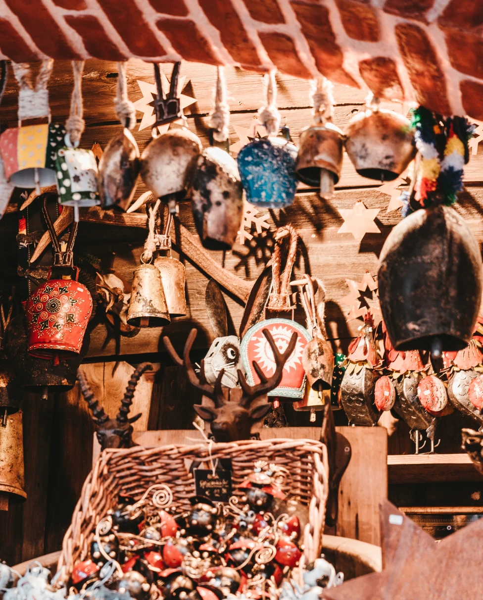 Market with Christmas decorations in Salzburg, Austria.