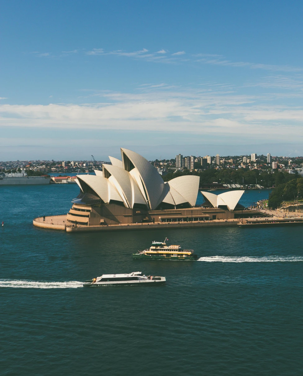 Aerial View of the Sydney Opera House at the Sydney Harbour.