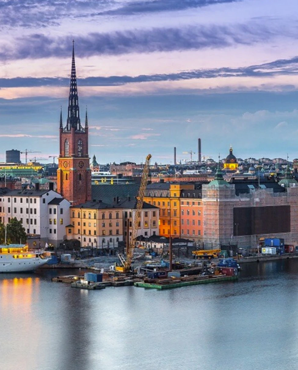 evening view buildings island Stockholm