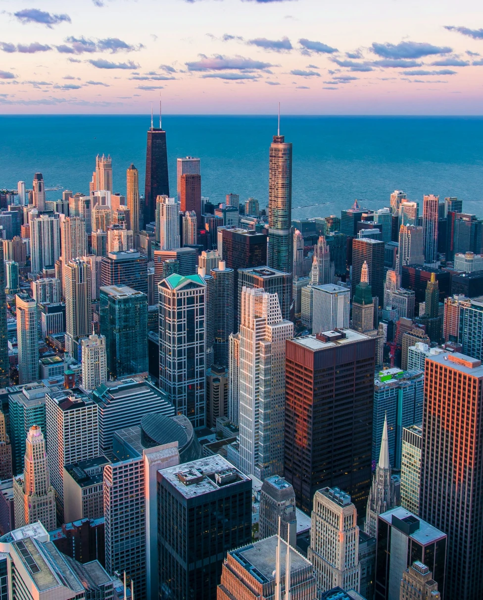 Sky touching buildings in Chicago