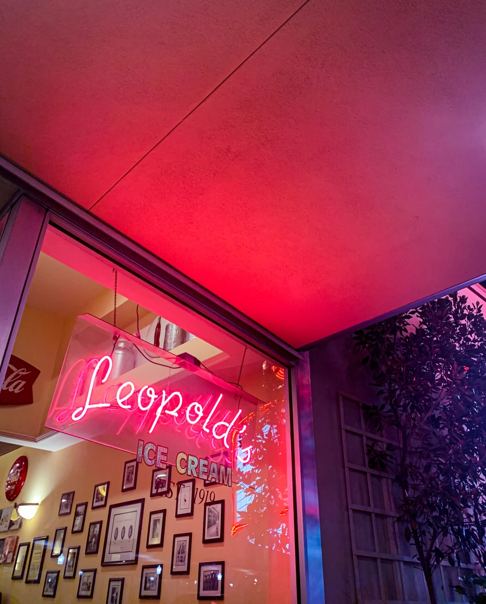 A pink ice cream parlor in Savannah.