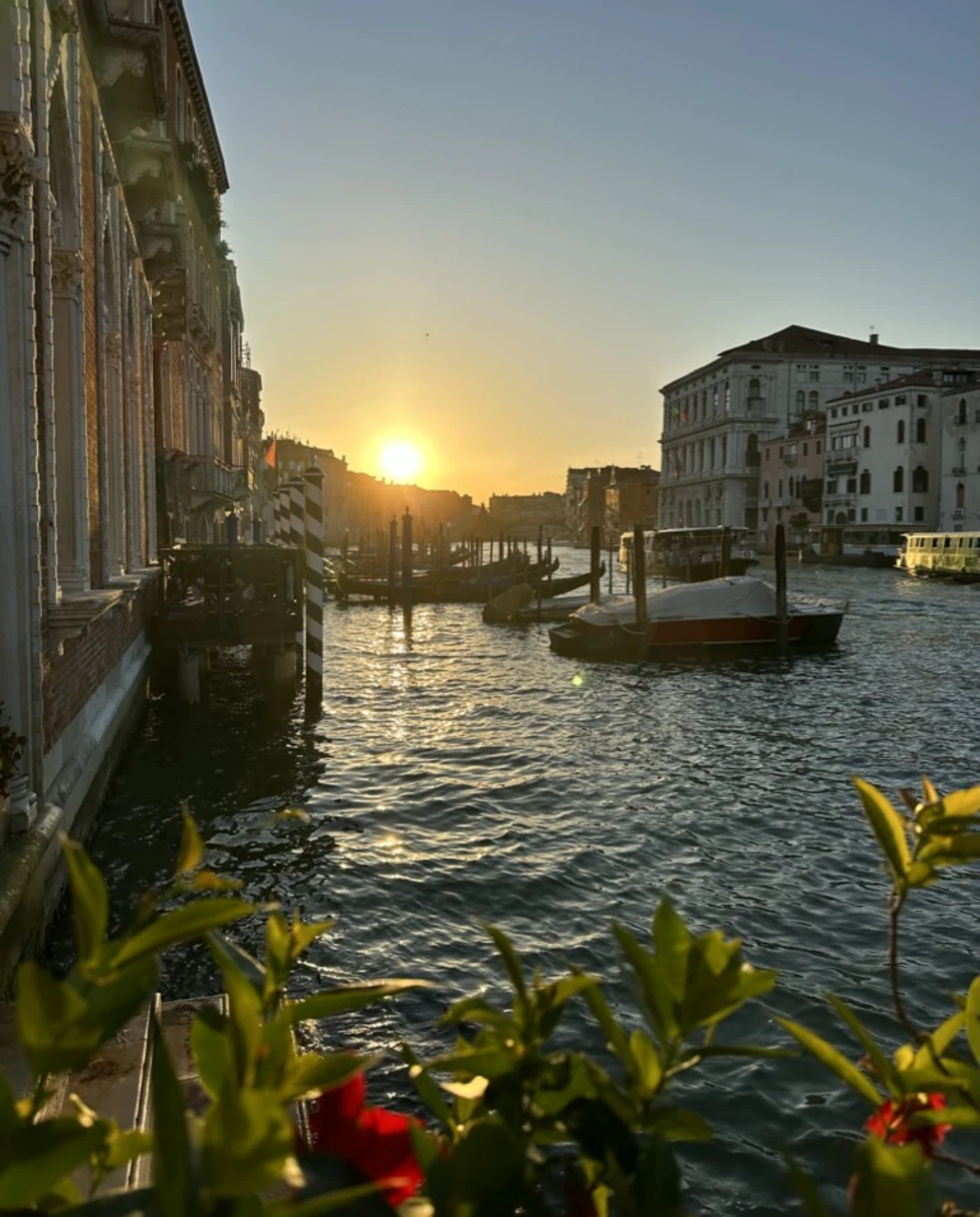 A beautiful sunset view at the Grand Canal in Venice.