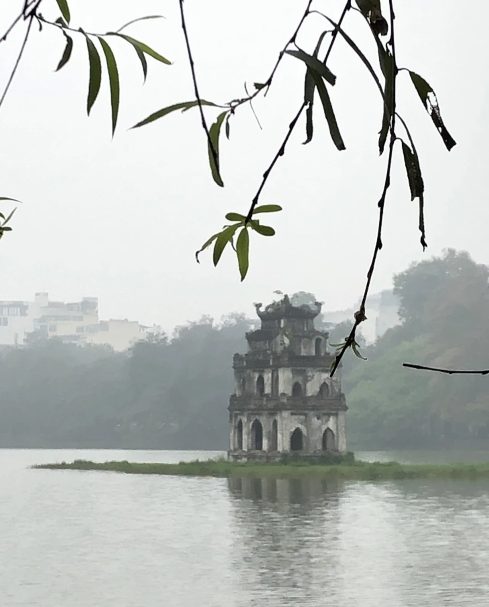 A tomb in the middle of the lake.