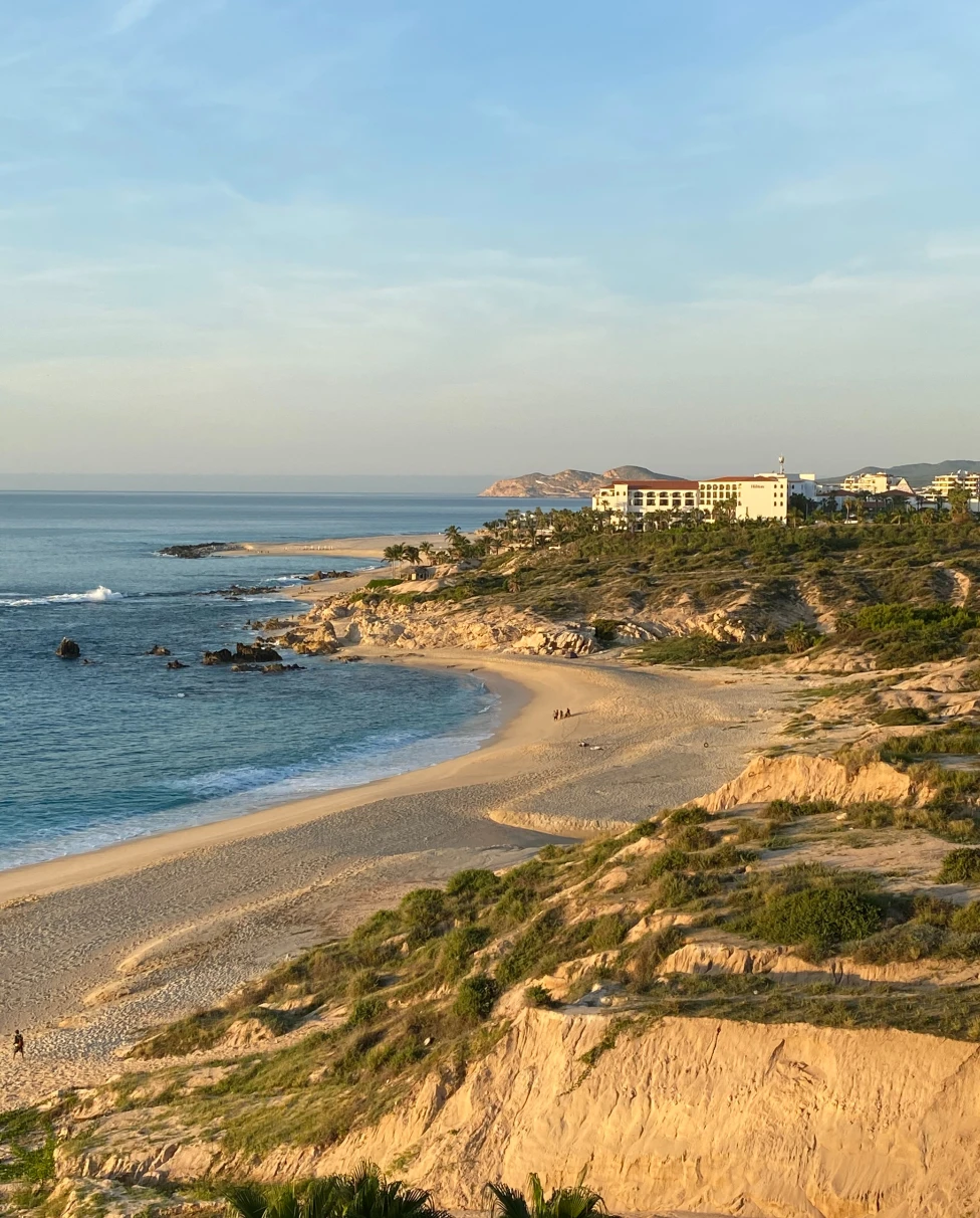 Coast with sand on one side of it.