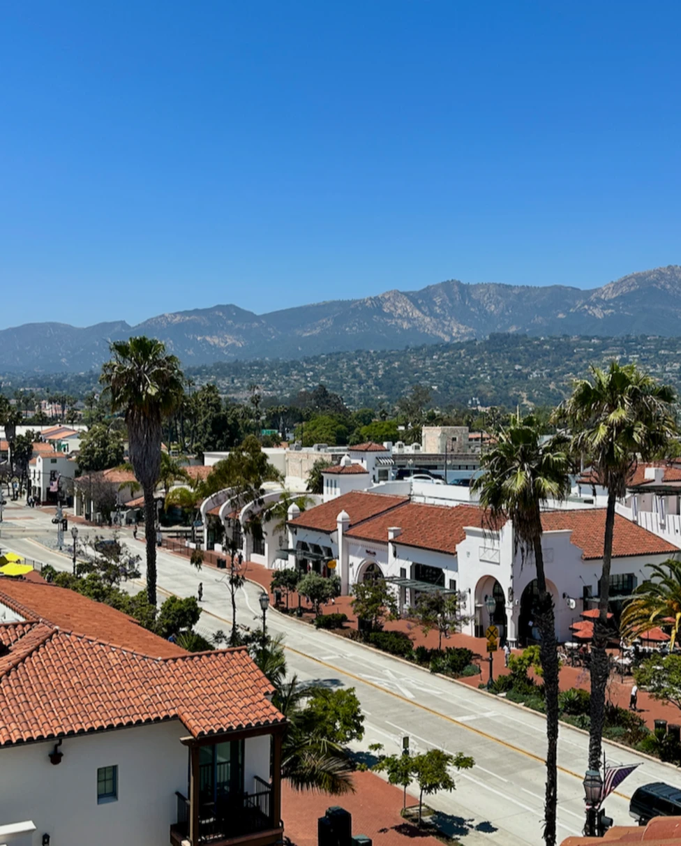 Aerial view of a street in Santa Barbara.