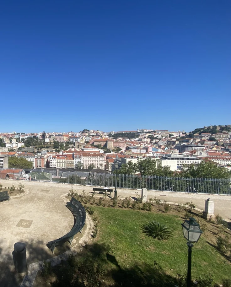 View of the city on a sunny day.