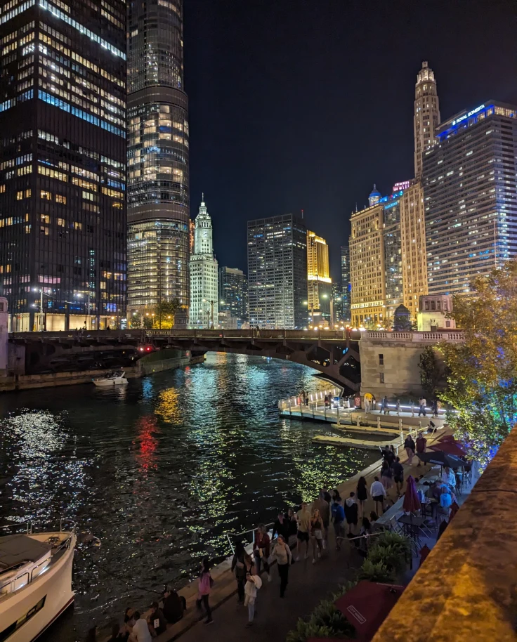 Chicago skyline night view