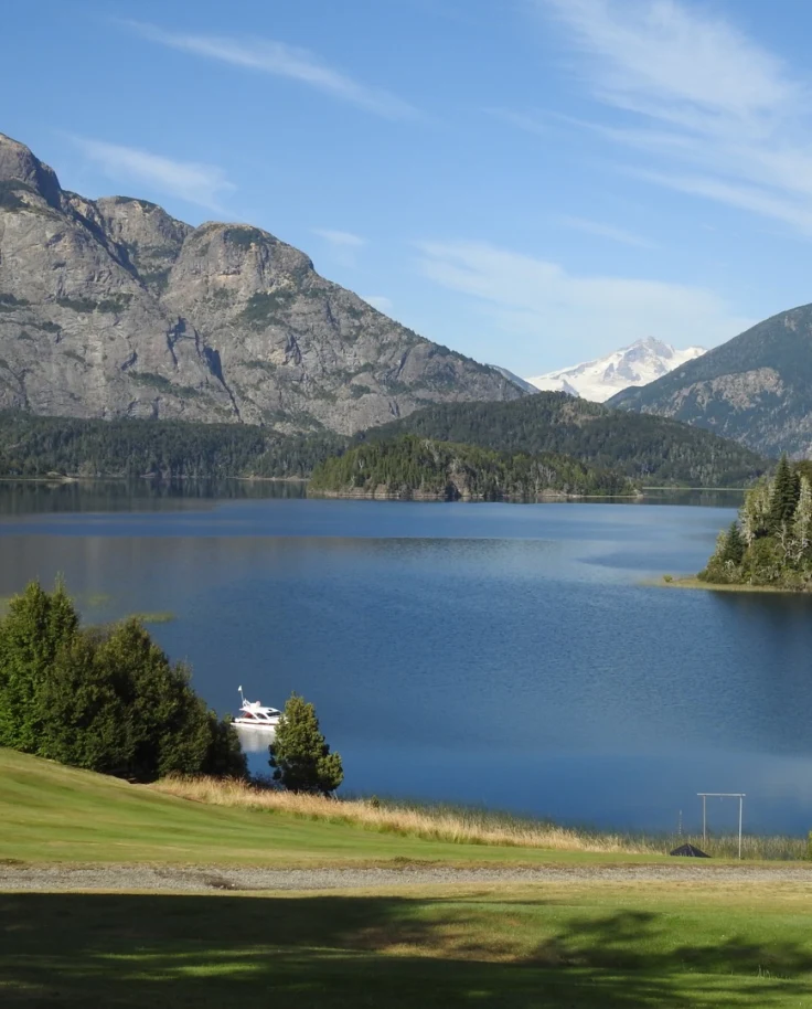 View of lake and hills