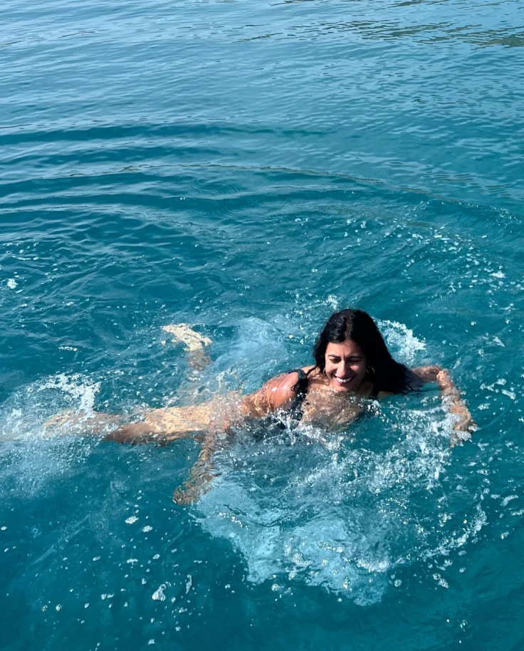 woman splashing in the sea