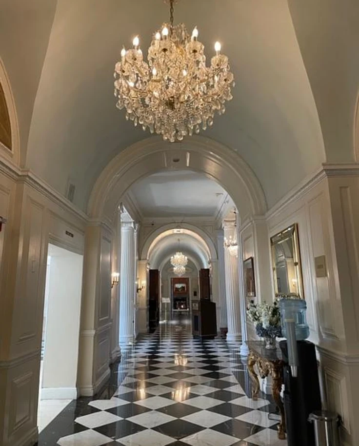 Clean hallways with marble
