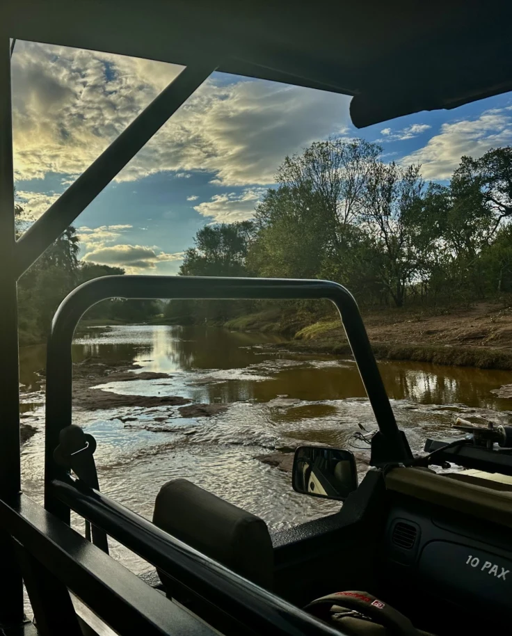 Crossing the Zambezi River on our evening game drive.