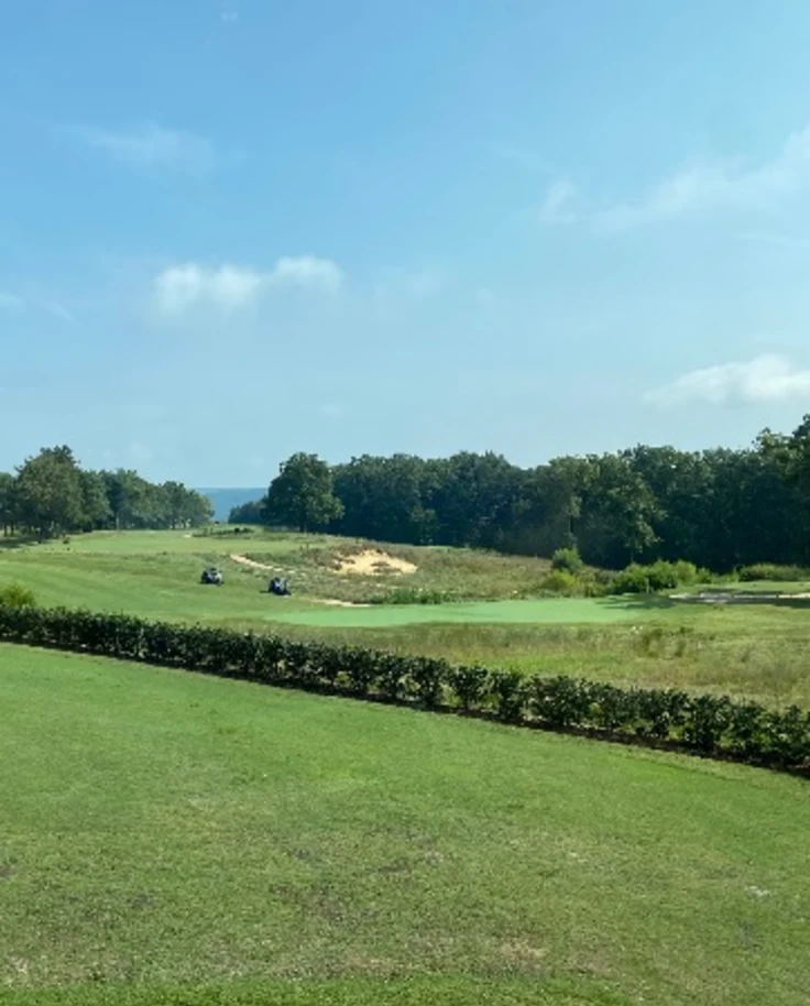 The view of the Golf Course at Sewanee from the Sewanee Inn courtyard and balconies