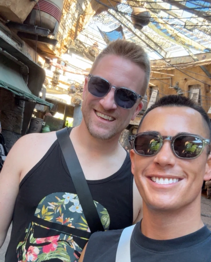 My partner Chris and me in Star Wars: Galaxy’s Edge at Disney’s Hollywood Studios