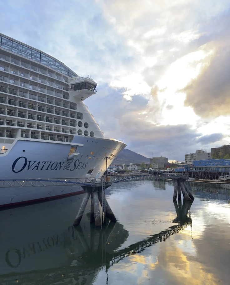 Ovation of the Seas in port.