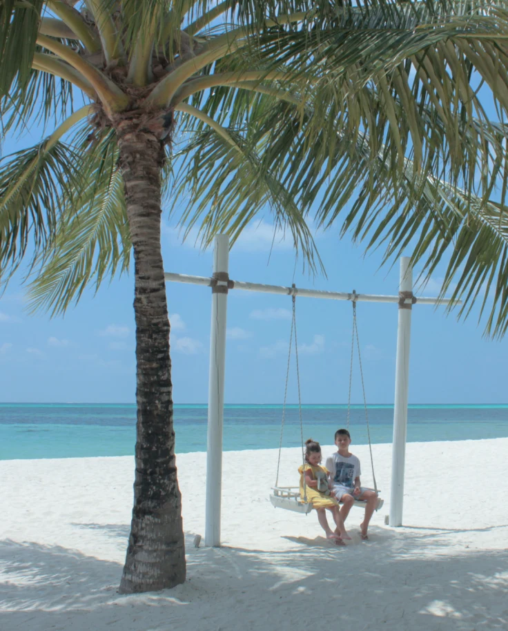Couple posing on the island