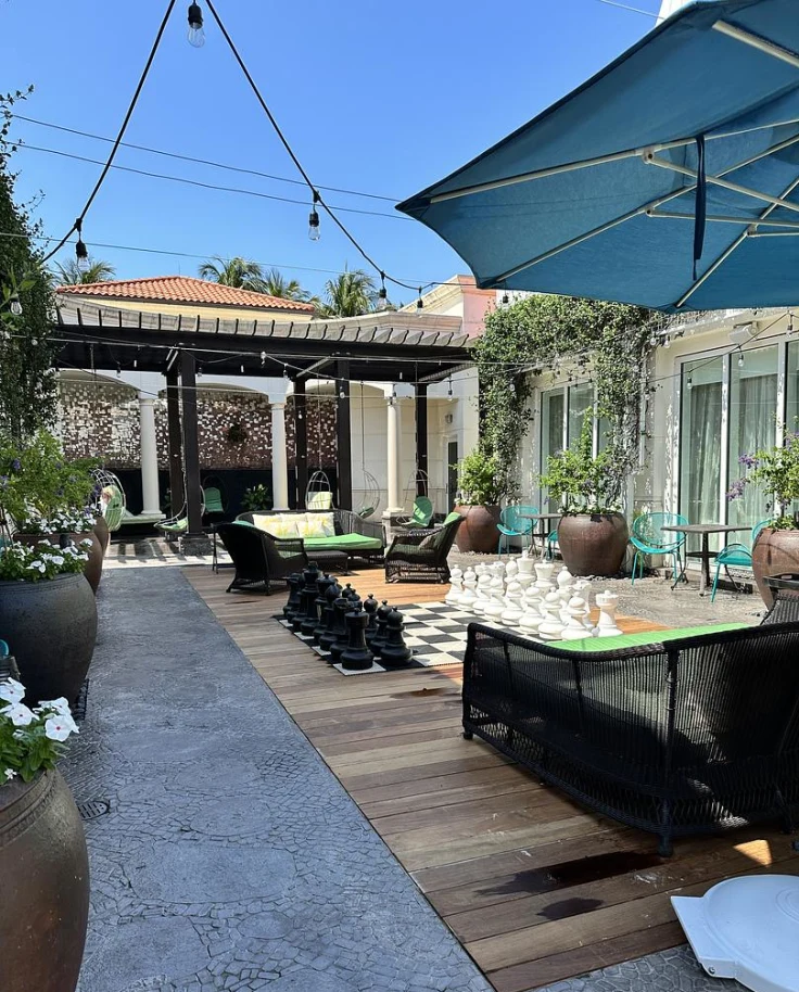Outdoor patio for the hotel