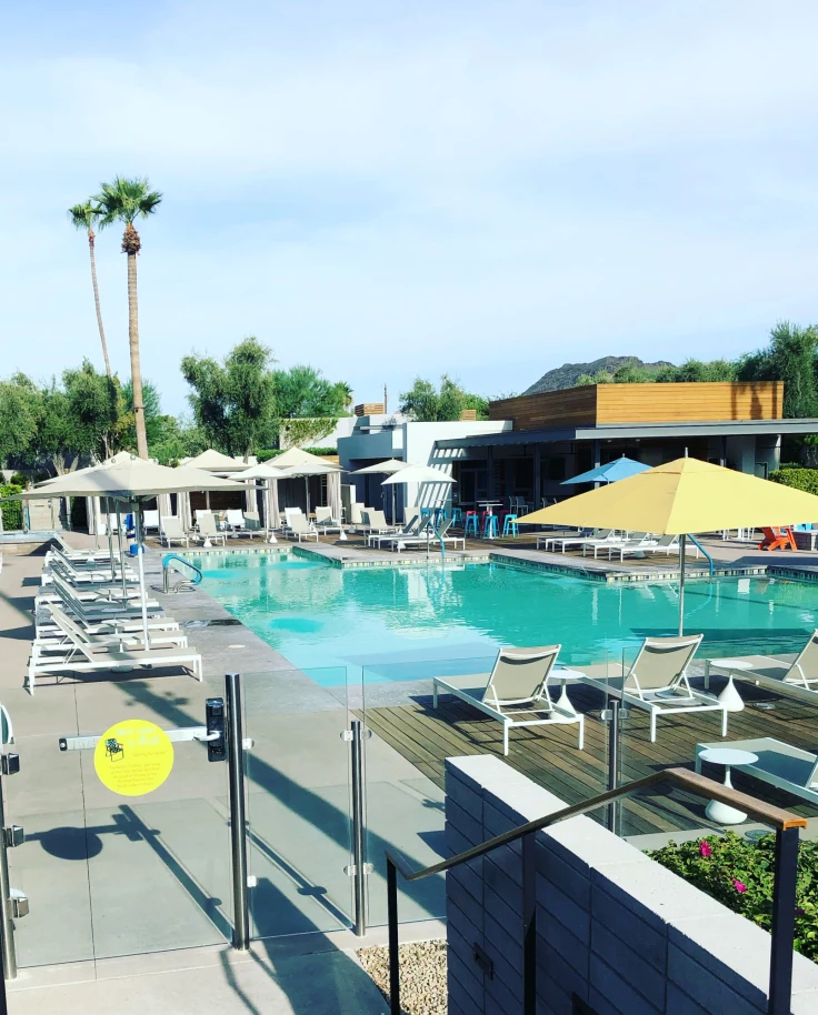 A hotel pool area during the daytime