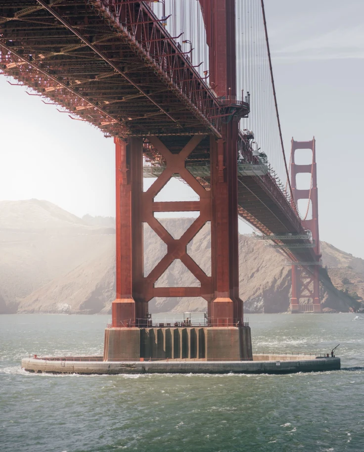 golden gate bridge from below