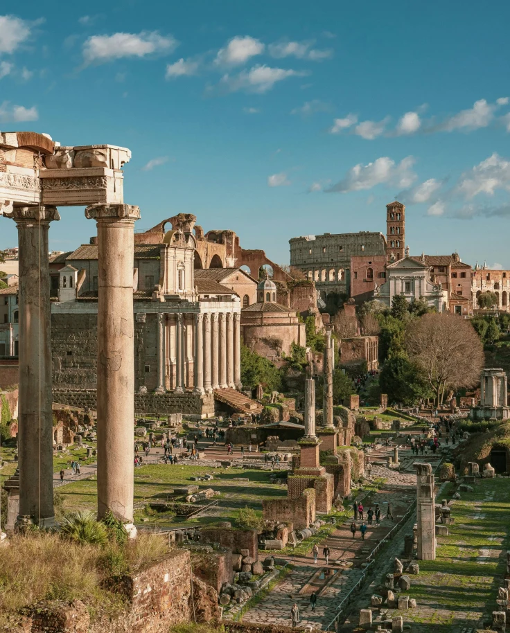 A view of ancient architecture and remains during the daytime