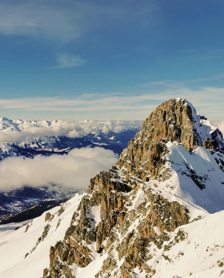Snowy mountains near Courchevel France hotels.