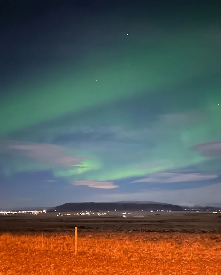 View of northern lights in Iceland