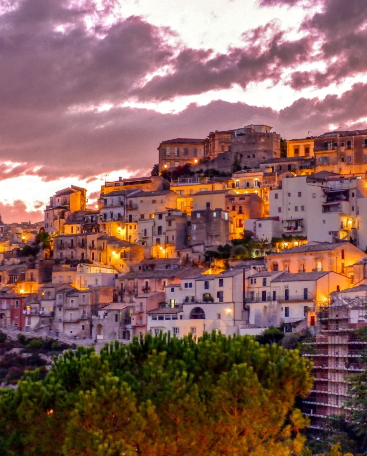Sunset in Noto, Italy.