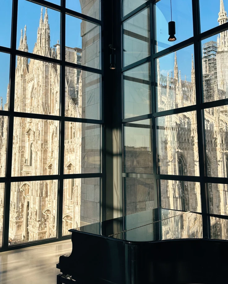Golden hour view of the Duomo at Museo del 900 in Milan