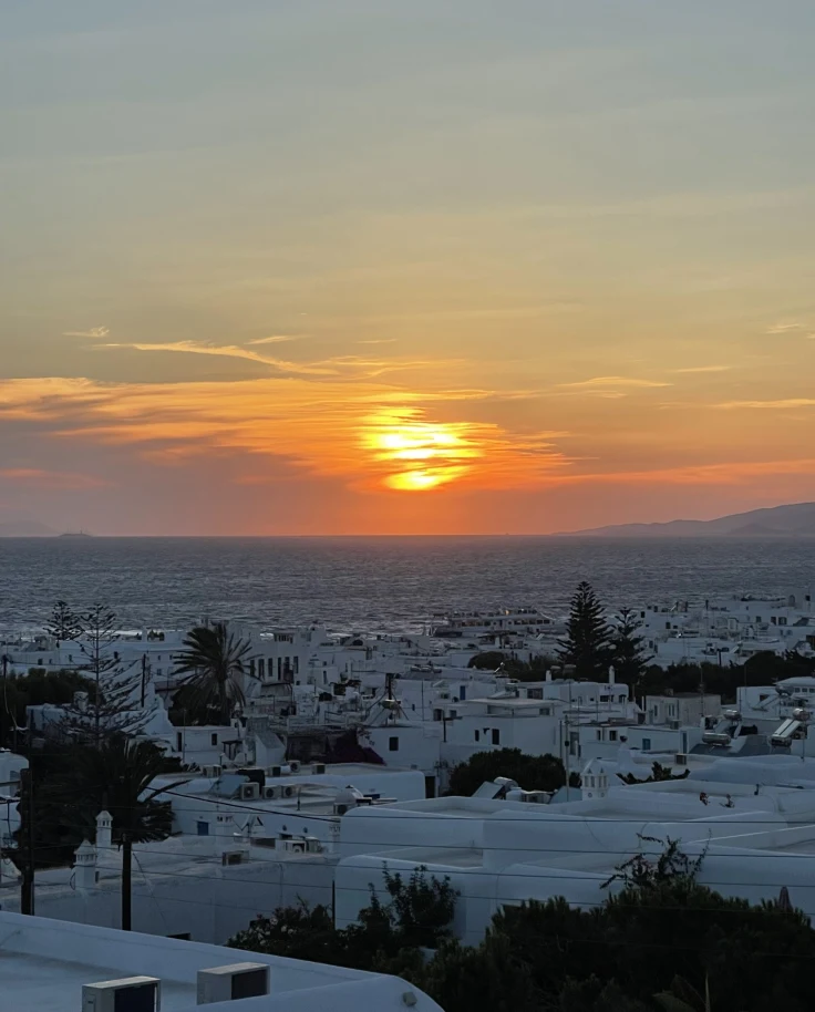 sunet over Greecian city
