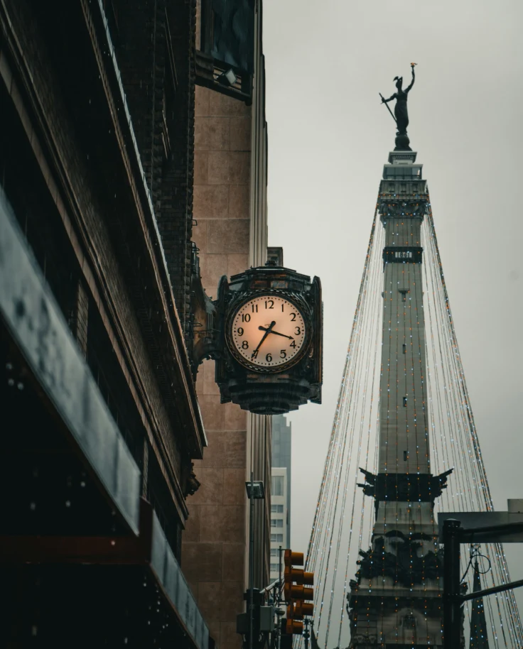Tower with clock in front.