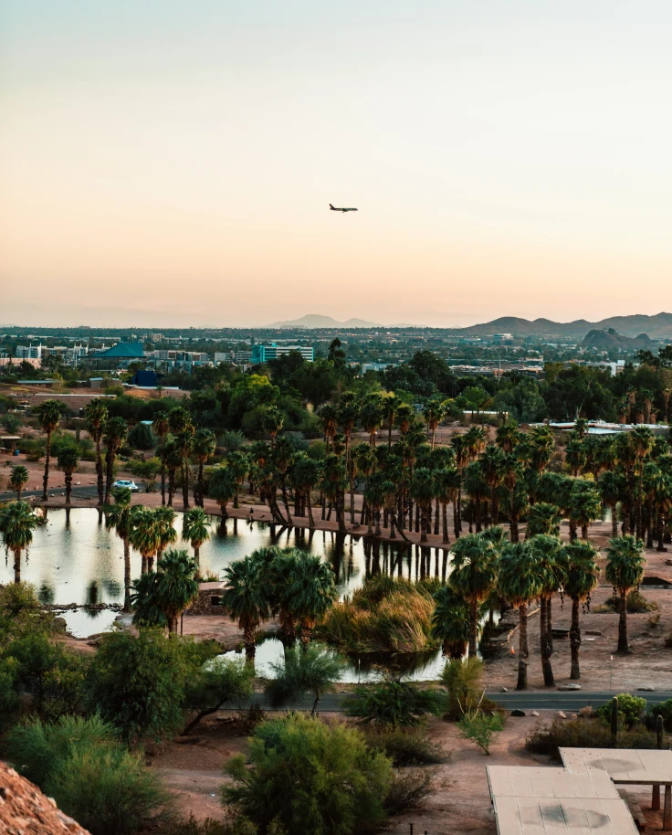 A view of a desert and a plane in Scottsdale.