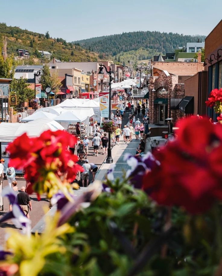 view of a downtown street in a mountain town