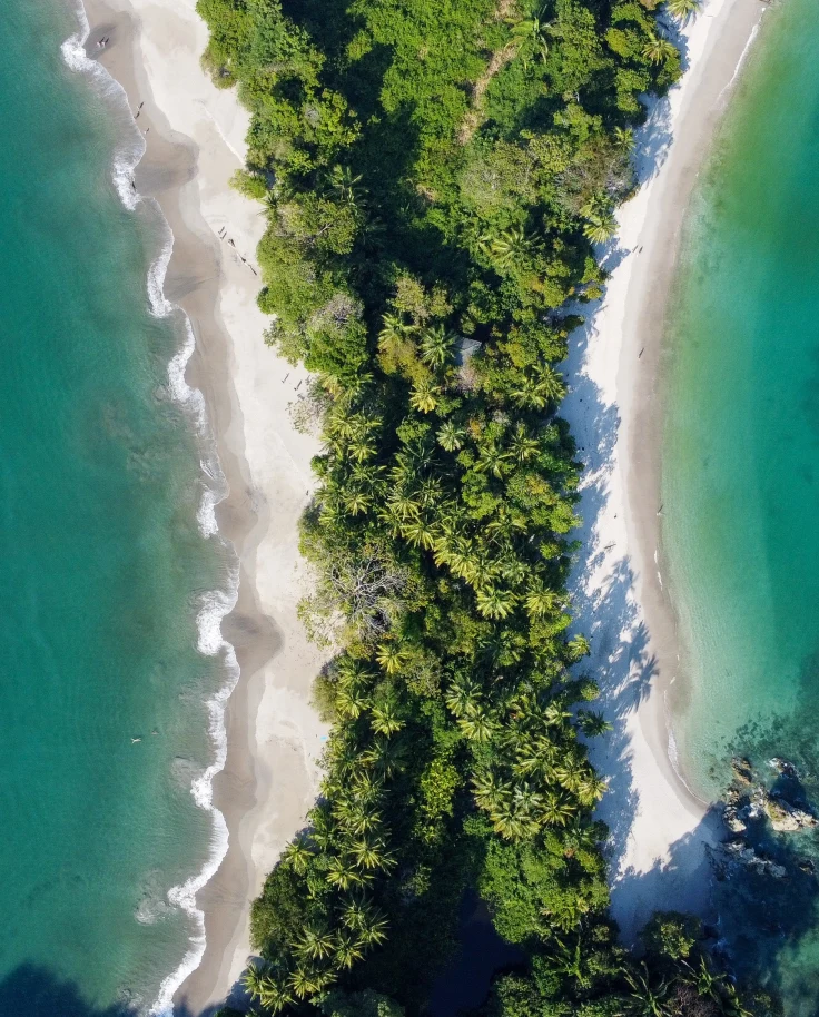 Beach view at Costa Rice having trees in between 2 beaches