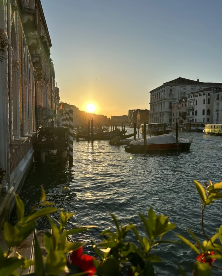 A beautiful sunset view at the Grand Canal in Venice.