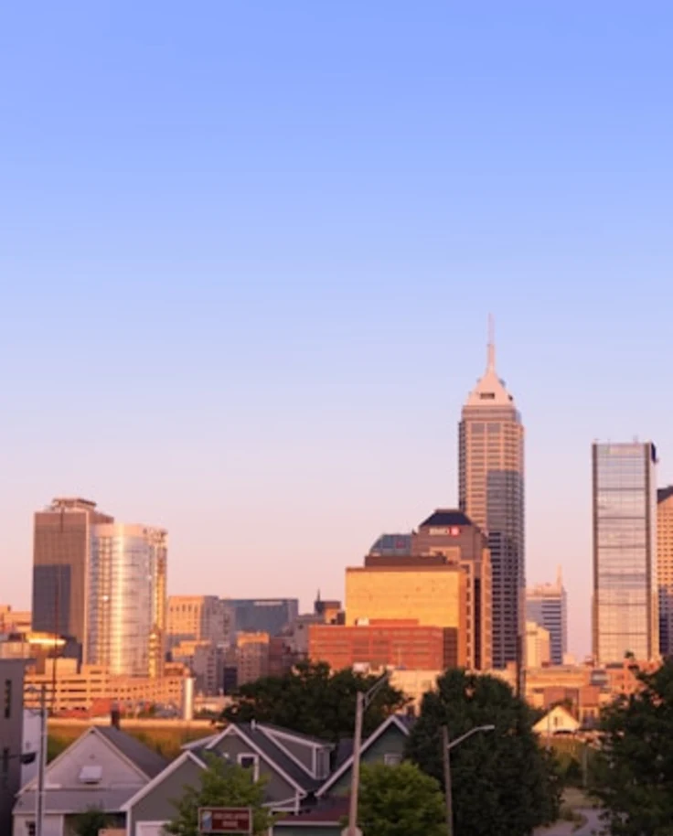 A city skyline during the sunset
