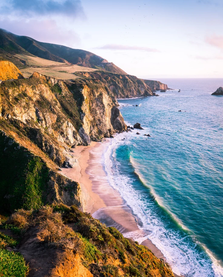 Beautiful view of mountains and sea.