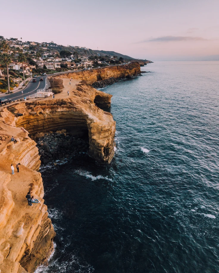Road winding along a cliff in San Diego, California