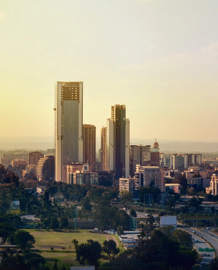 View of downtown Kenya at sunset