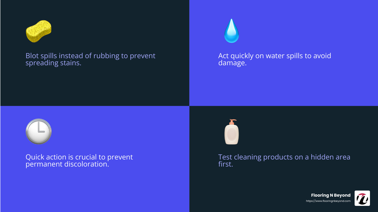 Quick action is crucial for preventing floor damage from spills. - Floor maintenance tips