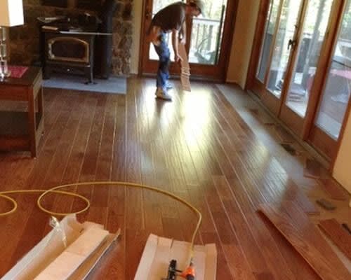 A work in progress! Engineered oak going down in Grass Valley, CA