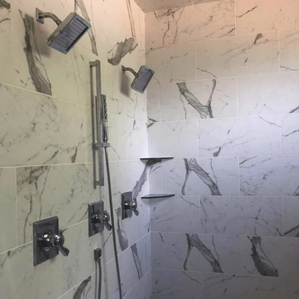 Modern shower and tile shower walls by DeSoto Floor Covering & Interiors in Memphis, TN