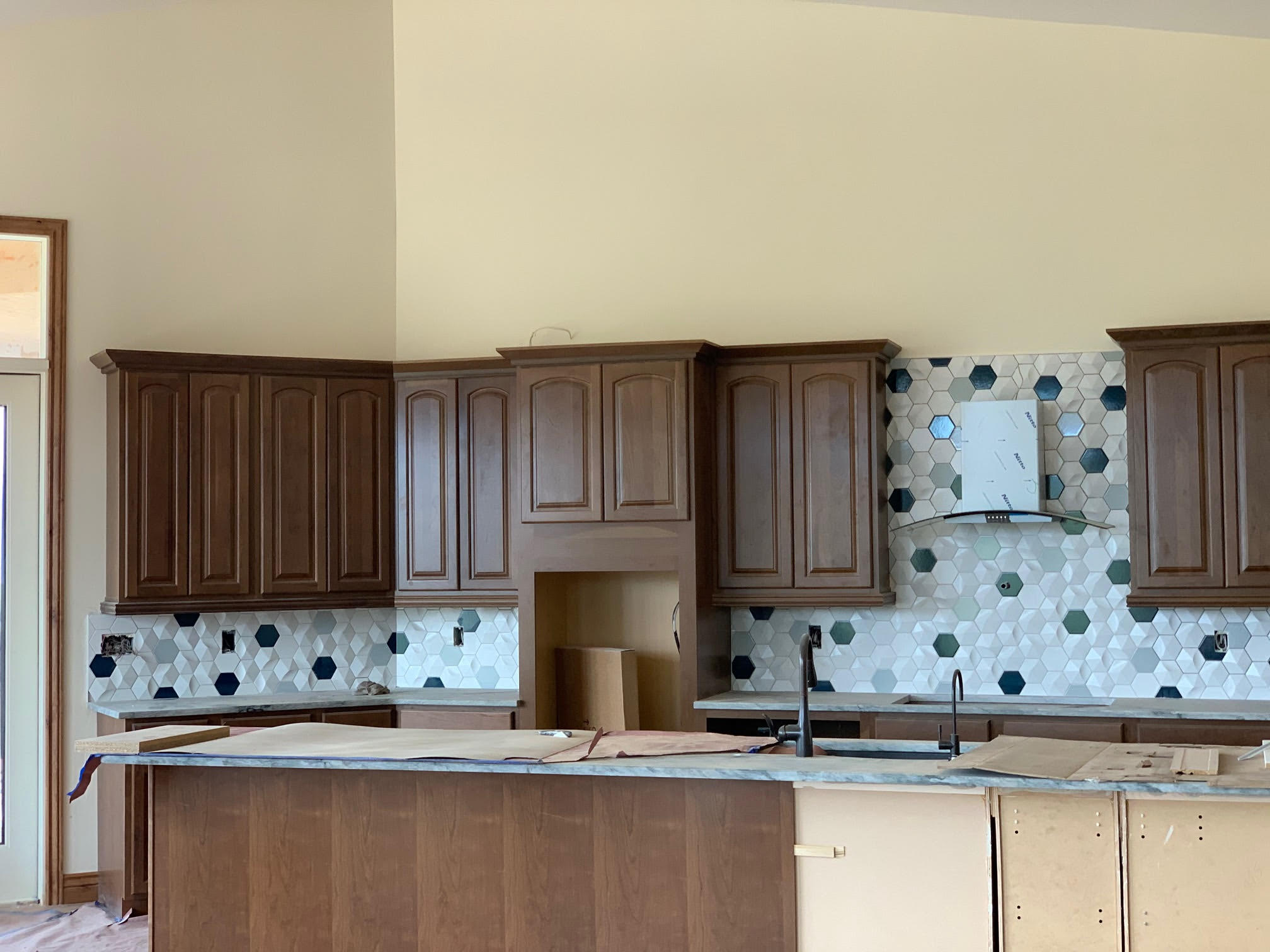 Hexagonal tile backsplash in Salida, CO from Carpet Planet