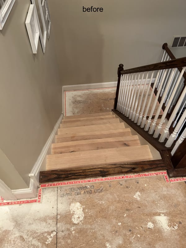 Before landing area flooring installations by Roy Lomas Carpets and Hardwoods in Harleysville, PA