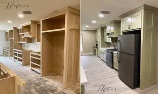 Before and After Images of Kitchen Work from Odile's Fine Flooring & Design in Orange, TX