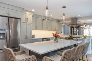Island-and-Upper-Cabinet-Pantry-Oyster-By B & D House Of Carpets in Billerica, MA