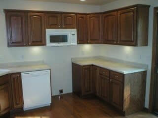 Kitchen cabinet and countertop remodeling work by Richwell Carpet & Cabinets in Bloomfield, IA