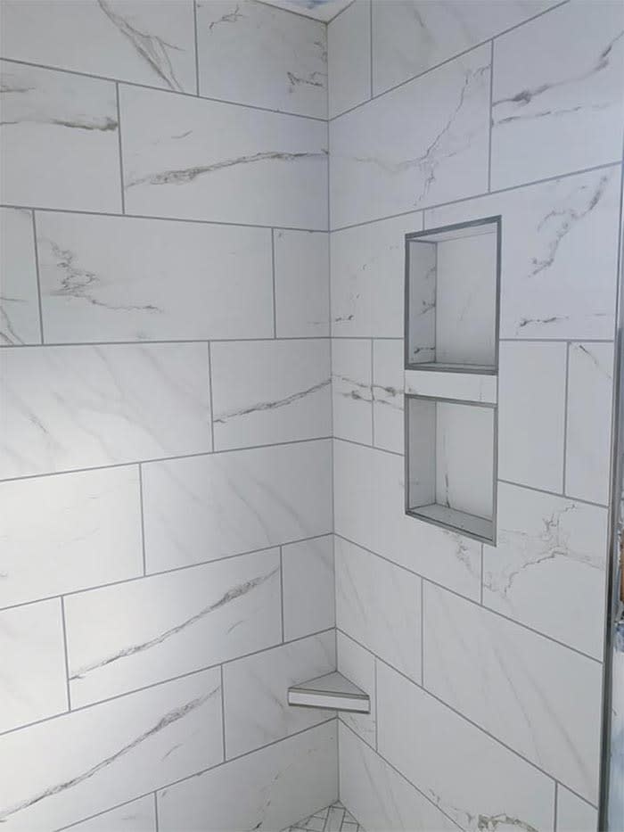 Beautiful bathroom tile by Sandoval Flooring LLC in Tuscaloosa, AL