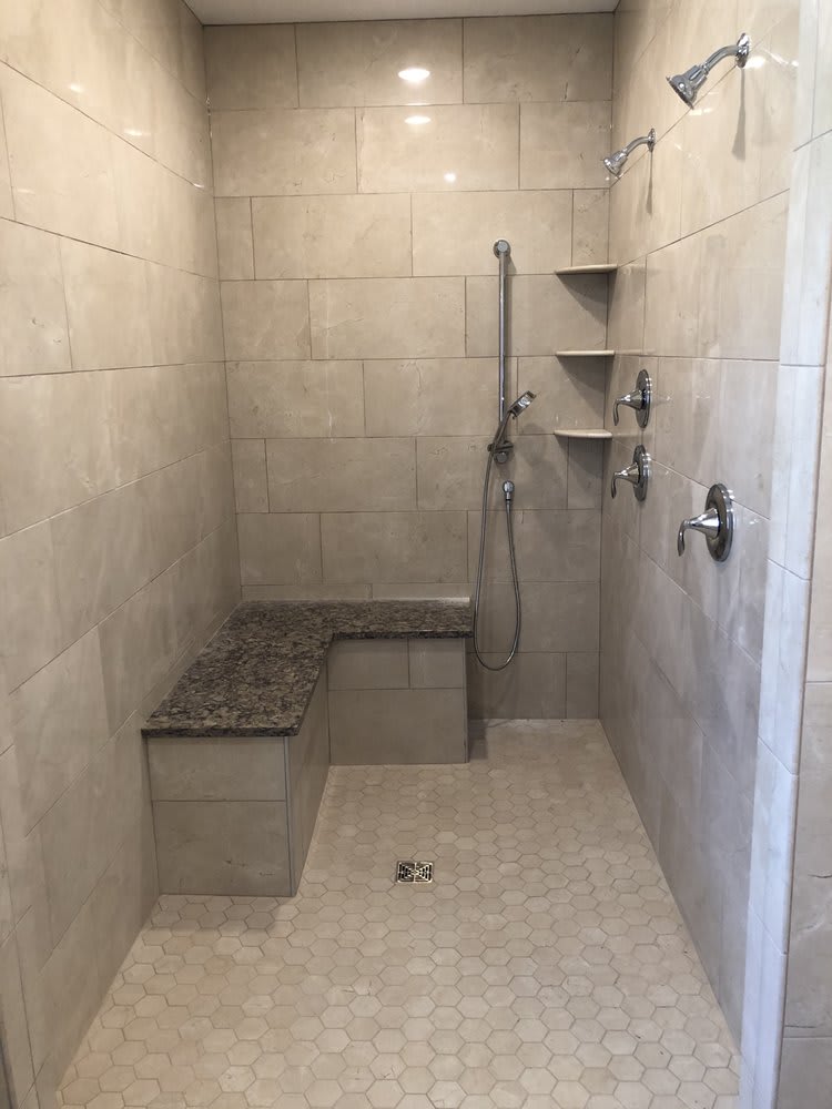 Beautiful luxury shower work from Sheppard's Flooring in Dousman, WI